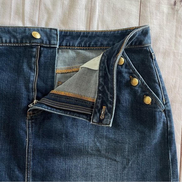 Talbots Plus Petite Denim Skirt Women’s 16 Blue Button Sailor Chic Office Mini - Picture 5 of 12